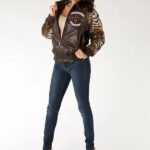 Pelle Pelle Womens Cheetah Sleeves Brown Jacket