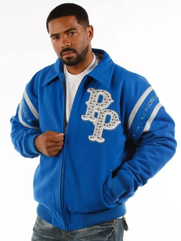 Pelle Pelle Mens Blue Detroit City Tribute Jacket