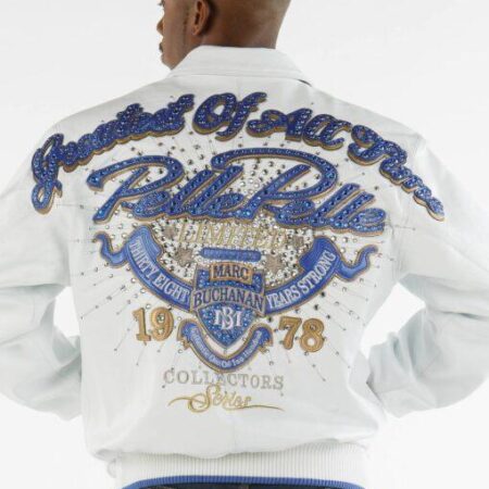 Pelle Pelle Mens Greatest of All Time White Leather Jacket