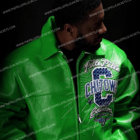 Chi-Town Pelle Pelle Green Leather Mens Jacket