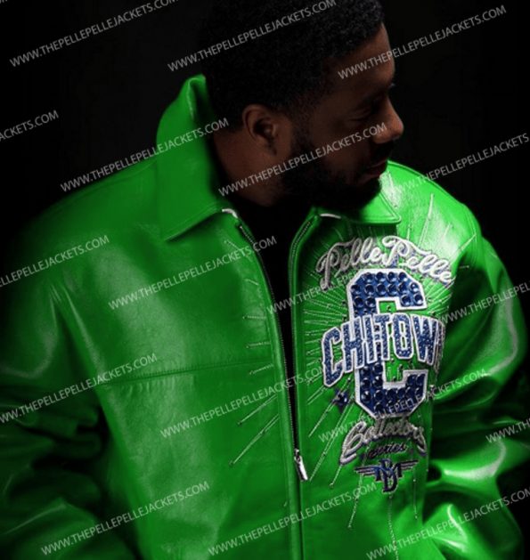 Chi-Town Pelle Pelle Green Leather Mens Jacket