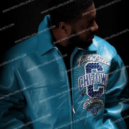 Chi-Town Pelle Pelle Turquoise Leather Mens Jacket