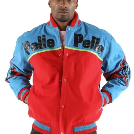 Pelle Pelle Throwback Soda Club Blue & Red Wool Jacket