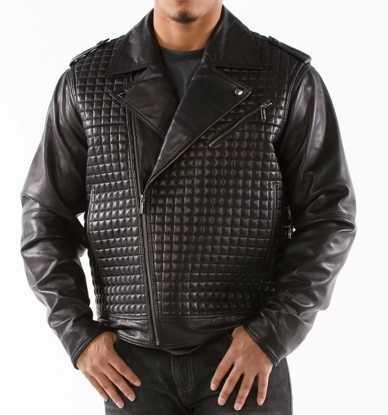 Pelle-Pelle-Black-Houndstooth-Biker-Leather-Jacket.webp