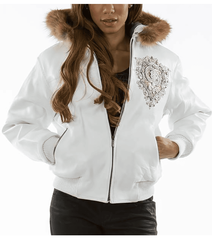 Pelle Pelle Womens Double Fur Hood White Jacket